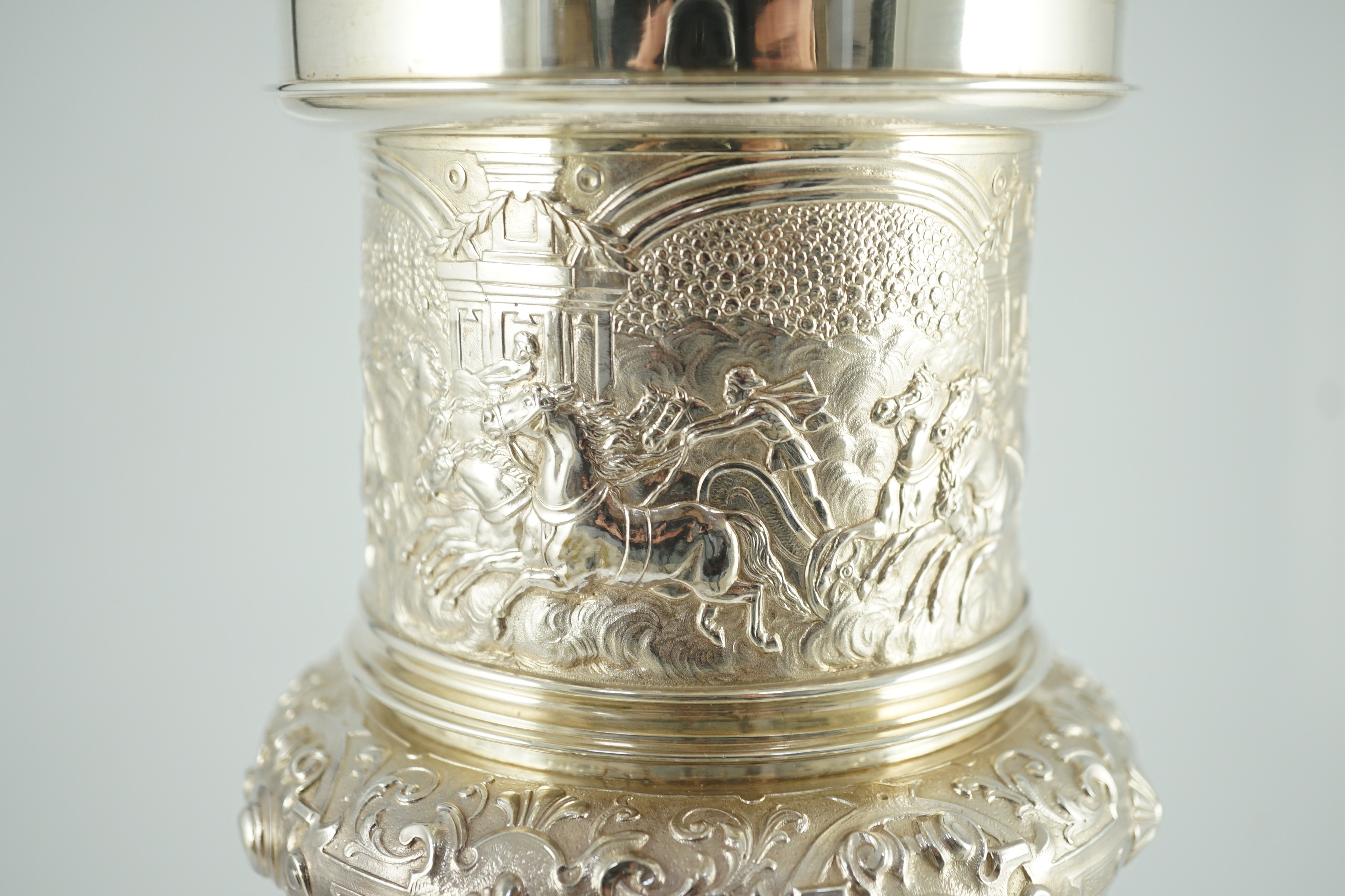 A good Edwardian silver tall chalice cup and cover, by Garrard & Co (Sebastian Garrard)